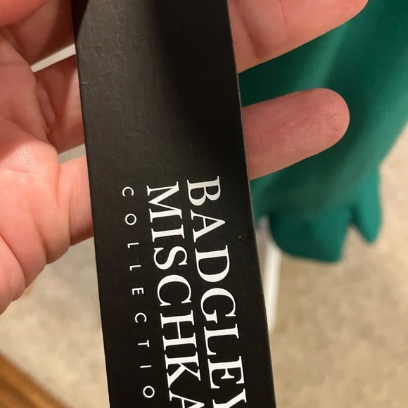 Badgley Mischa Green A line ruffle knee length dress size 12 NWT - Picture 4 of 5